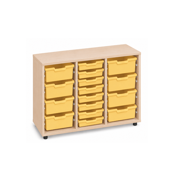 Mueble cubetero bajo Haya 3 col. cubetas Amarillo