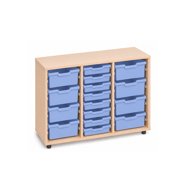 Mueble cubetero bajo Haya 3 col. cubetas Azul