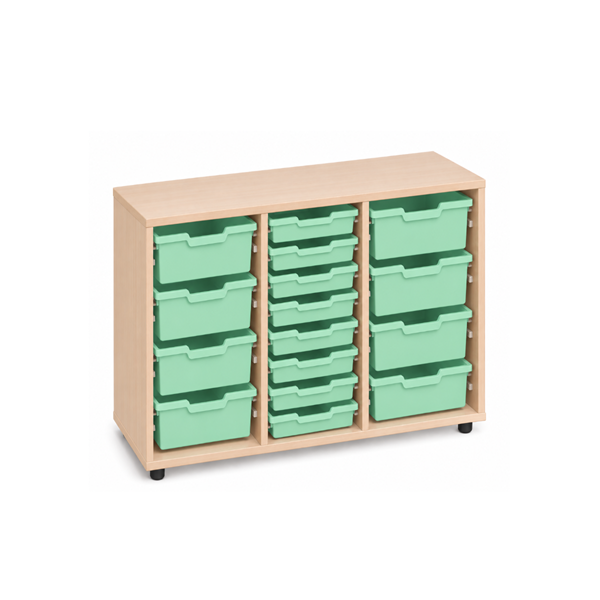 Mueble cubetero bajo Haya 3 col. cubetas Verde