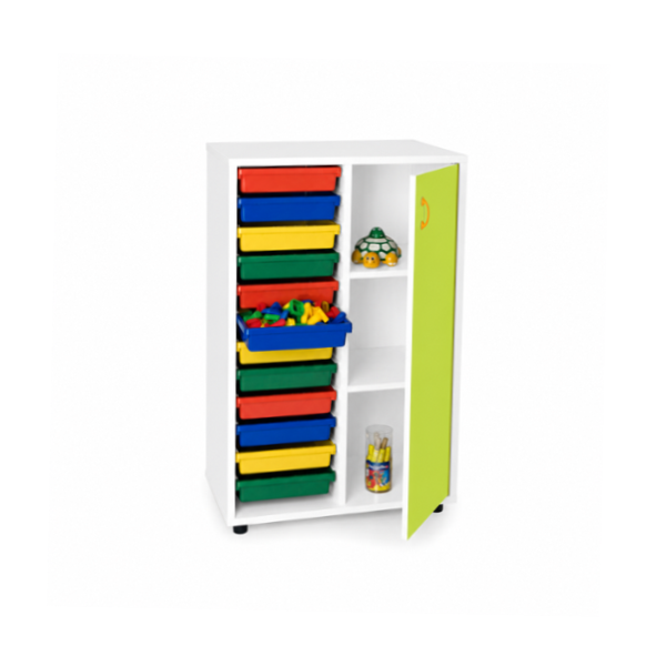 Mueble cubetero y armario interm. 700 Blanco pta. Verde c.