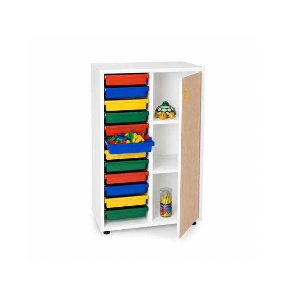Mueble cubetero y armario intermedio 700 Blanco pta. Haya