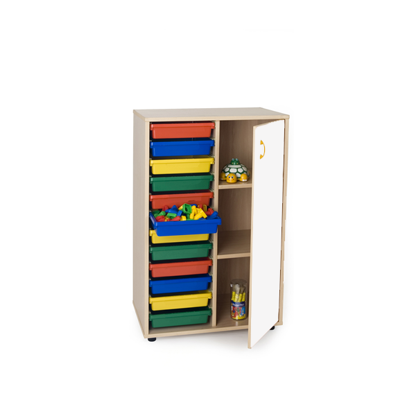 Mueble cubetero y armario intermedio 700 Haya pta. Blanca