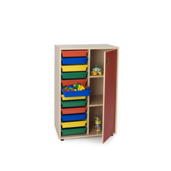 Mueble cubetero y armario intermedio 700 Haya pta. Roja