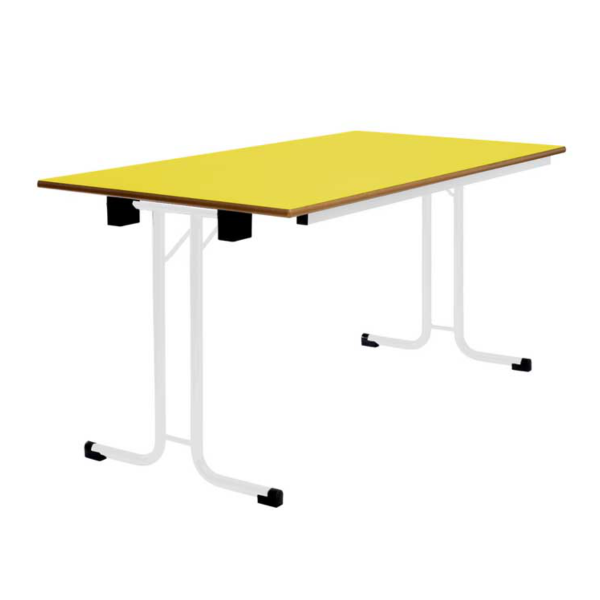 Mesa plegable 391 120x60 cm T2 pata Blanca encmr. Amarilla