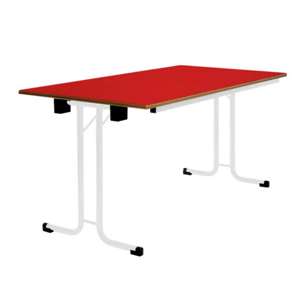 Mesa plegable 391 120x60 cm T2 pata Blanca encmr. Roja