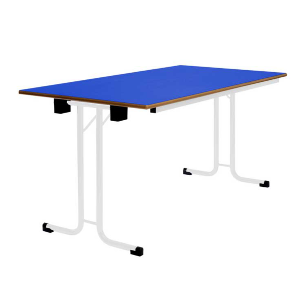 Mesa plegable 391 120x60 cm T2 pata Blanca encmr. Azul osc.