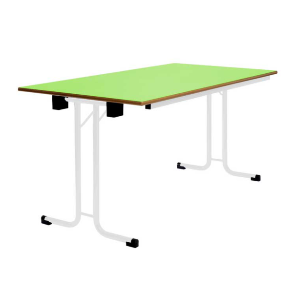 Mesa plegable 391 120x60 cm T2 pata Blanca encmr. Verde c.