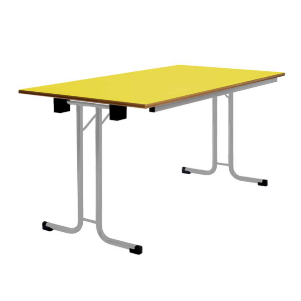 Mesa plegable 391 120x60 cm T2 pata Gris encmr. Amarilla