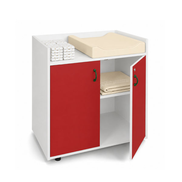 Mueble cambiador Blanco con 2 ptas. Rojo