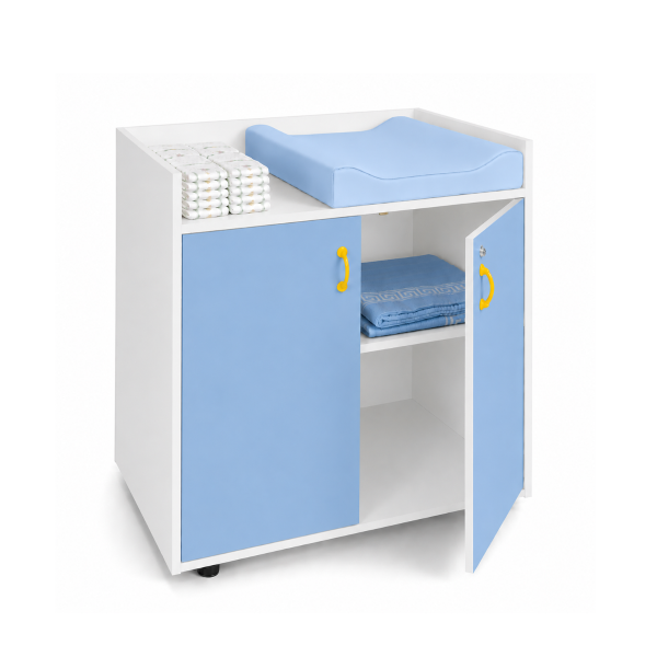 Mueble cambiador Blanco con 2 ptas. Azul Claro