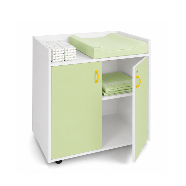 Mueble cambiador Blanco con 2 ptas. Verde Claro