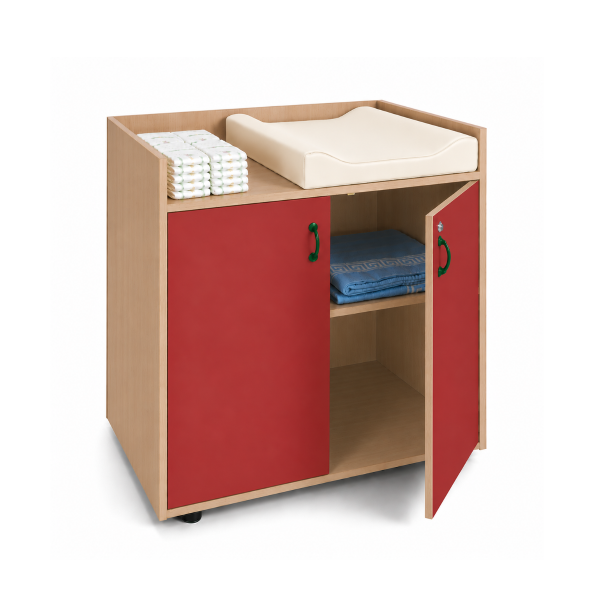 Mueble cambiador Haya con 2 ptas. Rojo