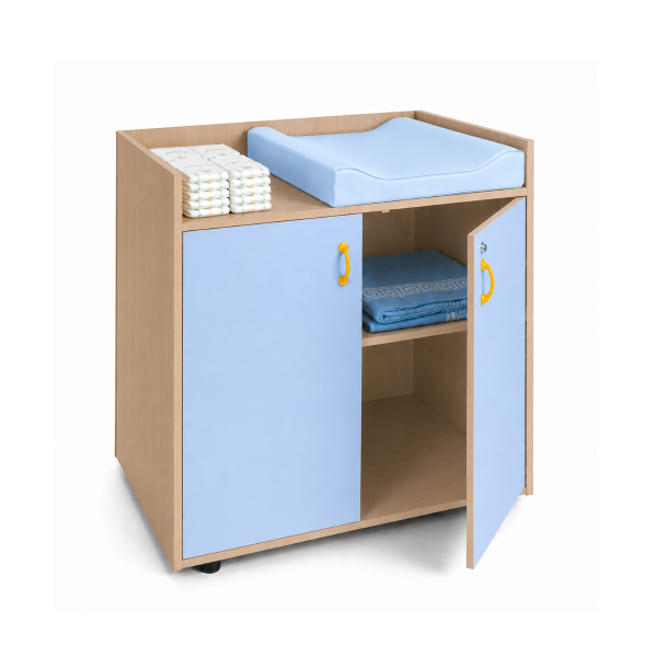 Mueble cambiador Haya con 2 ptas. Azul Claro