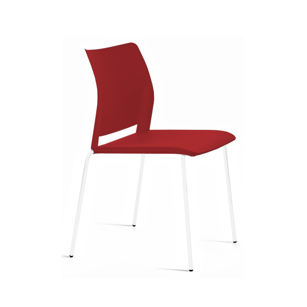 Silla Alpha 600 plást. patas blancas asiento Rojo