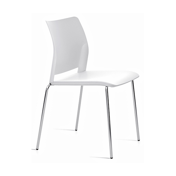 Silla Alpha 600 plást. patas cromadas asiento Blanco