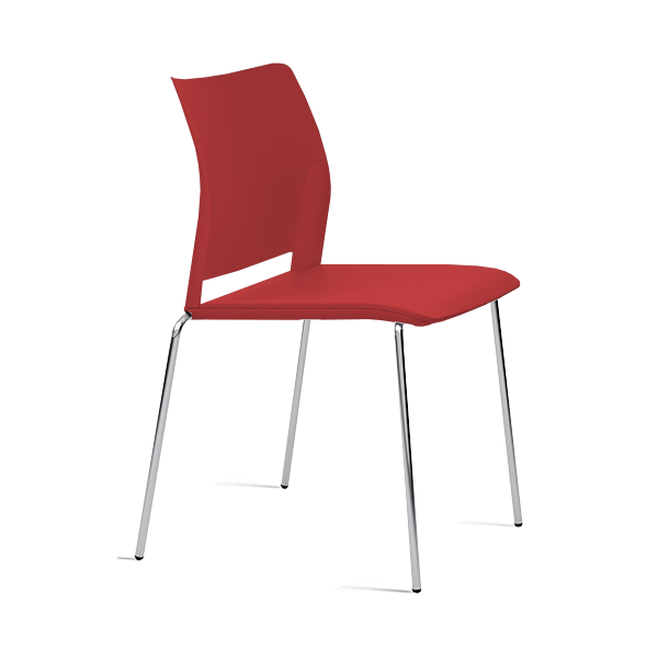 Silla Alpha 600 plást. patas cromadas asiento Rojo