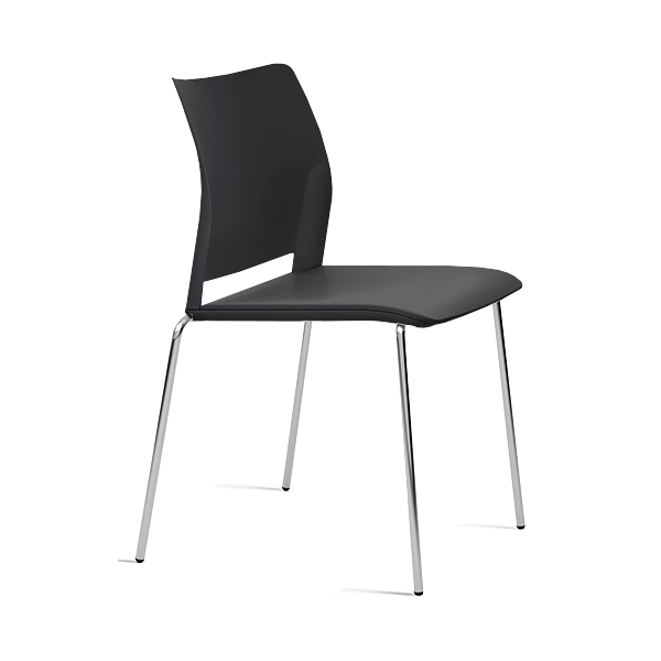 Silla Alpha 600 plást. patas cromadas asiento Negro