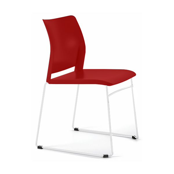 Silla Alpha 601 plást. patas blancas asiento Rojo