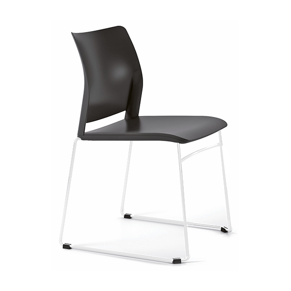 Silla Alpha 601 plást. patas blancas asiento Negro