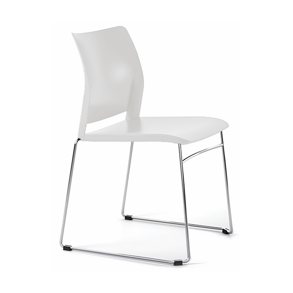 Silla Alpha 601 plást. patas cromadas asiento Blanco