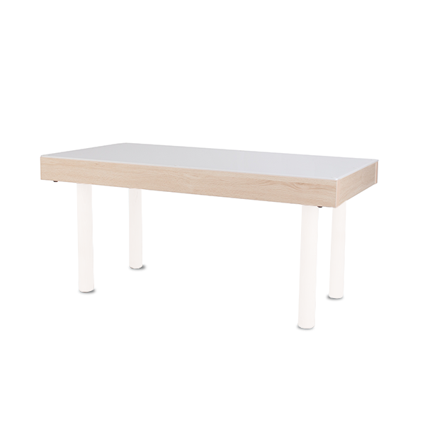 Mesa Luz 100x50 cm T3 Abedul. Patas Blanco