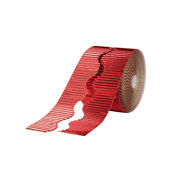Pack 2 rollos borde decor. cartón ond. metaliz. 10 cm Rojo