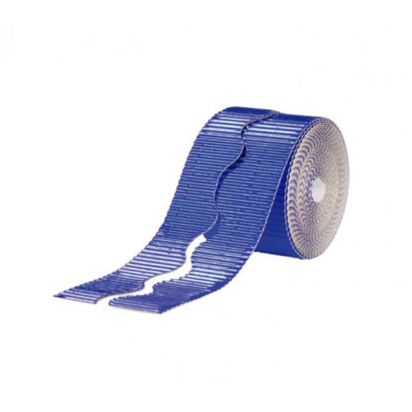Pack 2 rollos borde decor. cartón ond. metaliz. 10 cm Azul