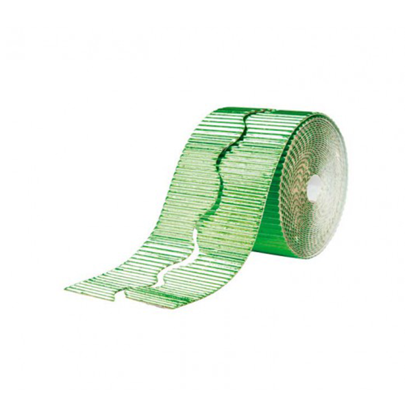 Pack 2 rollos borde decor. cartón ond. metaliz. 10 cm Verde