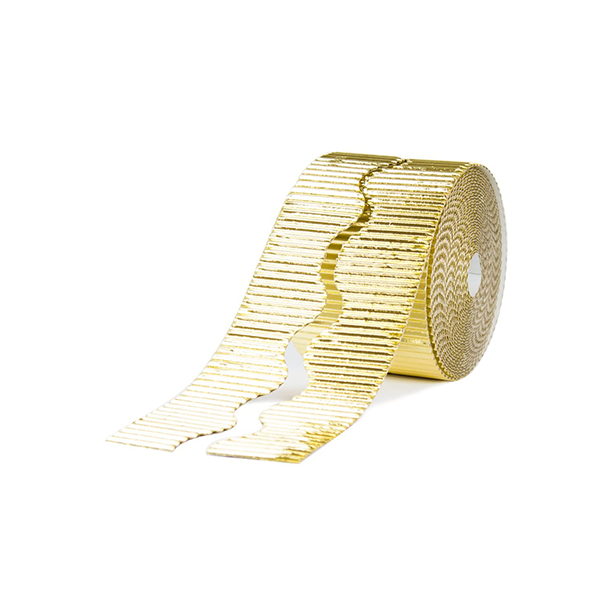 Pack 2 rollos borde decor. cartón ond. metaliz. 10 cm Oro