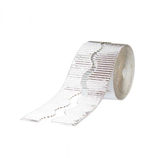 Pack 2 rollos borde decor. cartón ond. metaliz. 10 cm Plata