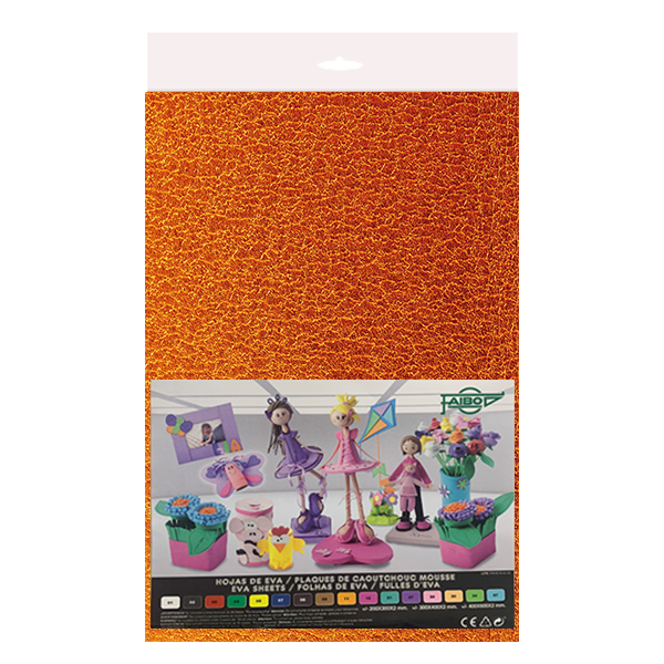 Plancha Eva 40x60 cm metaliz. Naranja. Bolsa 3