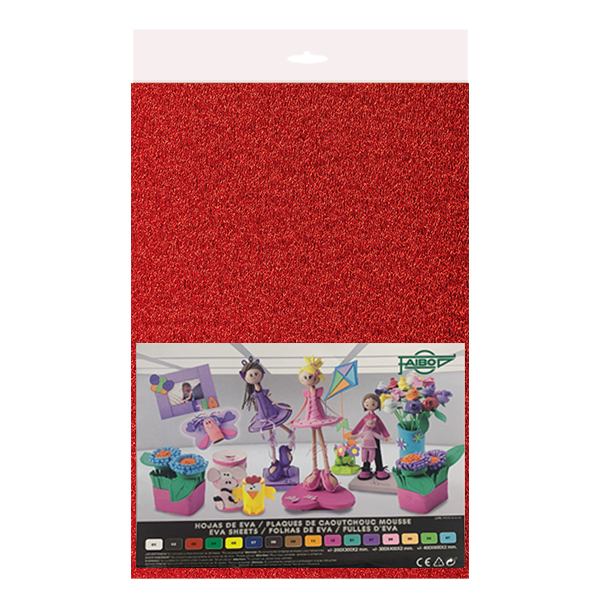 Plancha Eva 40x60 cm metaliz. Roja. Bolsa 3