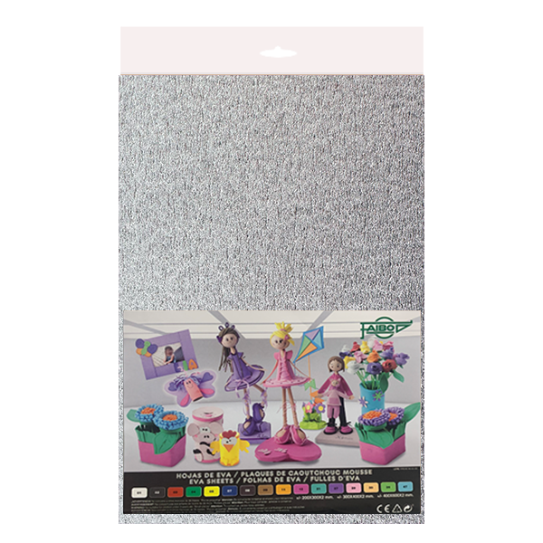 Plancha Eva 40x60 cm metaliz. Plata. Bolsa 3