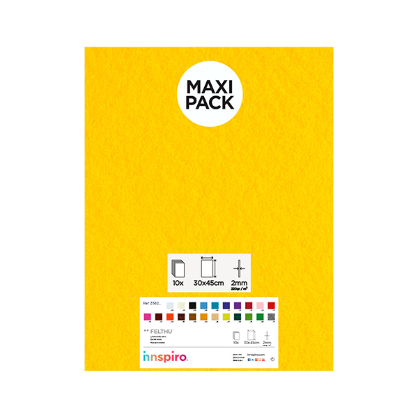 Plancha fieltro 30x45 cm Amarillo. Pack 10