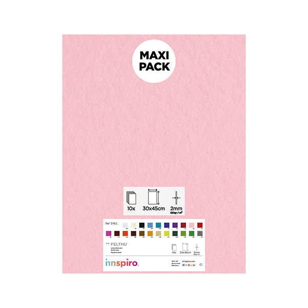 Plancha fieltro 30x45 cm Rosa. Pack 10