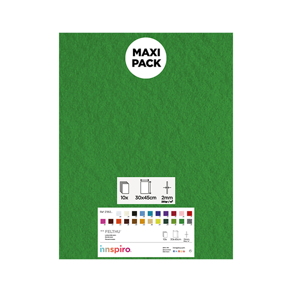 Plancha fieltro 30x45 cm Verde Claro. Pack 10