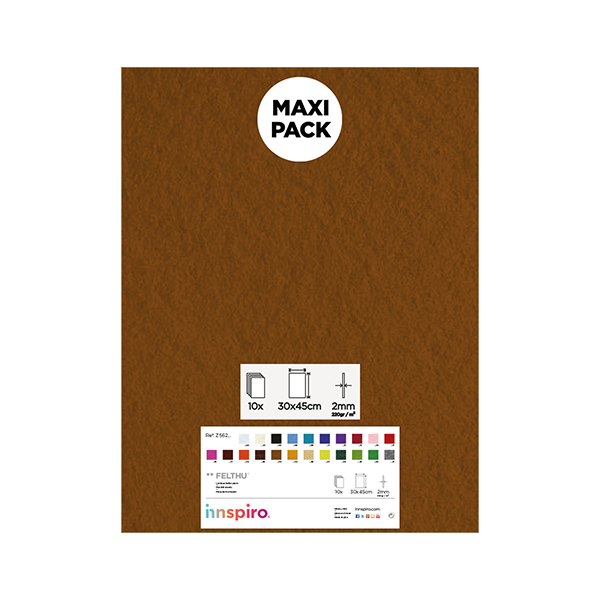 Plancha fieltro 30x45 cm Marrón. Pack 10