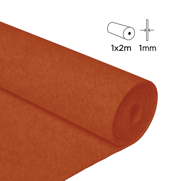 Rollo fieltro 1x2 m 0,80 mm Naranja