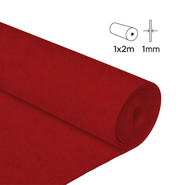 Rollo fieltro 1x2 m 0,80 mm Rojo