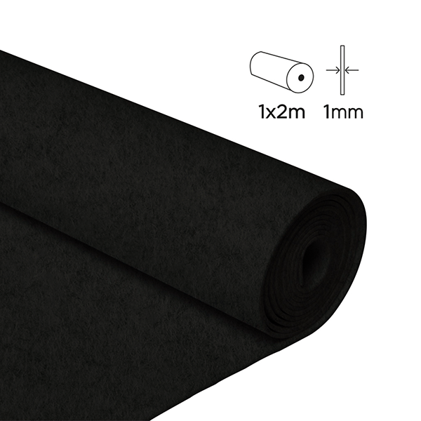Rollo fieltro 1x2 m 0,80 mm Negro