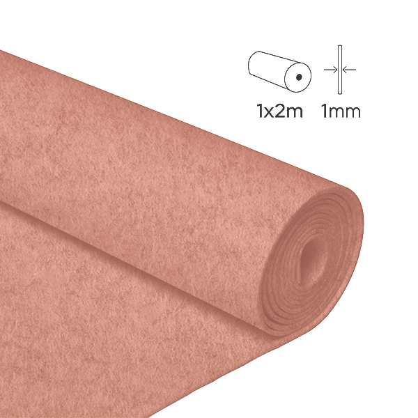Rollo fieltro 1x2 m 0,80 mm Melocotón Claro