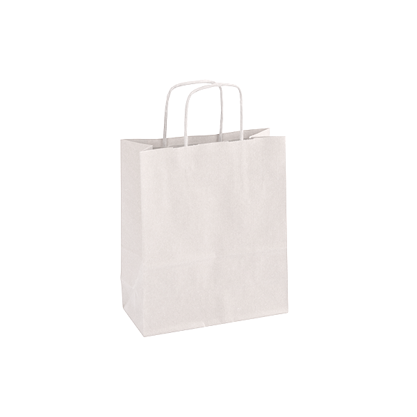 Paq. 50 bolsas papel kraft 18x8x21 cm Blanco