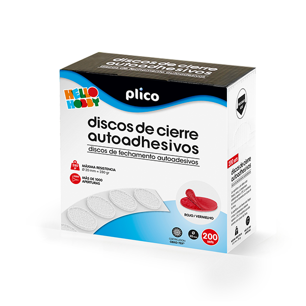 Discos cierre autoadh. Ø20 cm Caja 200 u. Rojo
