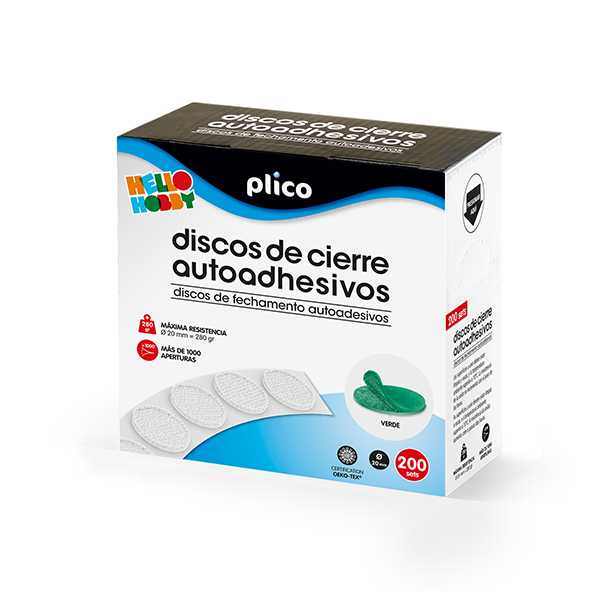 Discos cierre autoadh. Ø20 cm Caja 200 u. Verde