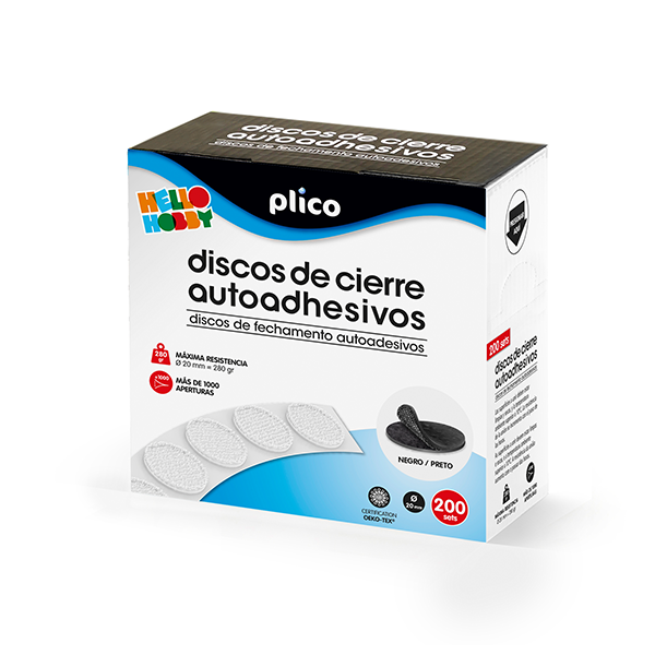 Discos cierre autoadh. Ø20 cm Caja 200 u. Negro