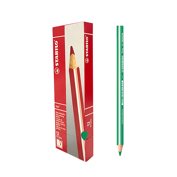 Lápiz color. Stabilo Trio Thick Verde medio. Caja 12 u.