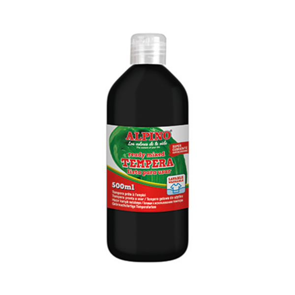 Témpera superlavable Alpino 500 ml Negro