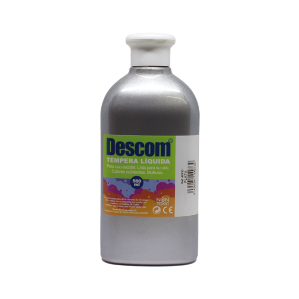 Témpera metalizada Descom 500 ml Plata