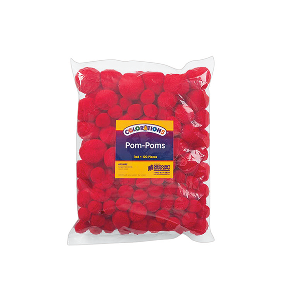 Colorations Pom-Poms, Red - 100 Pieces