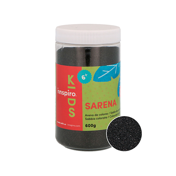 Arena colores Negro. Bote 600 g.